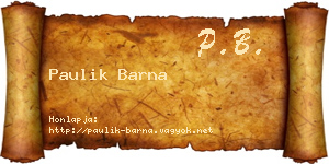 Paulik Barna névjegykártya